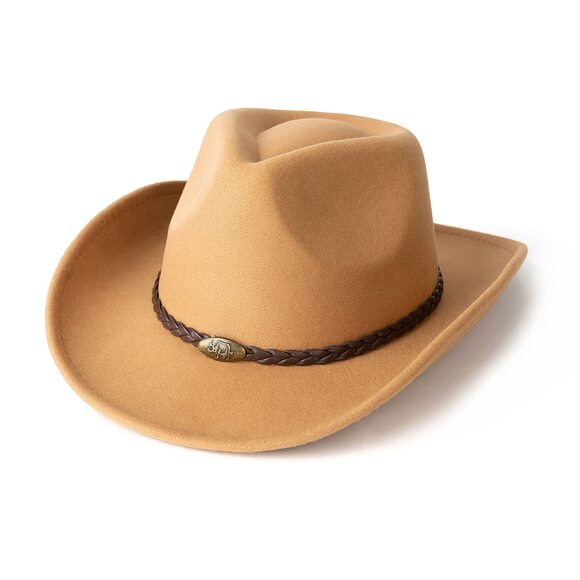 5887 Men & Women\'s Classic Wide Brim Western Felt Cowboy Cowgirl Hat